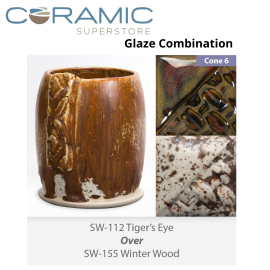 Tigers Eye SW-112 over Winter Wood SW-155 Stoneware Combination Tigers Eye SW-112 over Winter Wood SW-155 Stoneware Combination